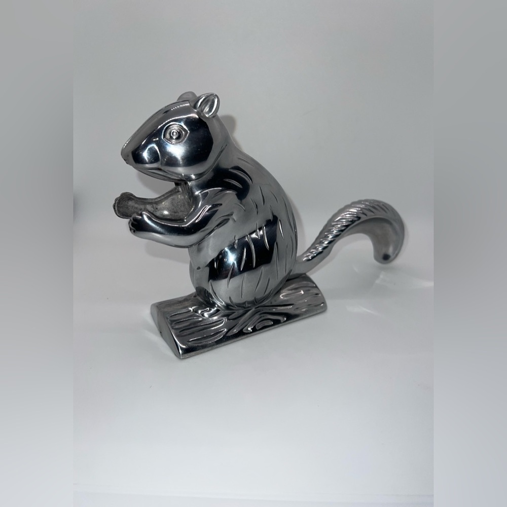 Vintage Davy Crackit Decorative Squirrel Chrome Nutcracker Tool. New In Box